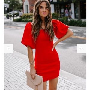 Forever Valentine Off Shoulder Puff Sleeve Dress